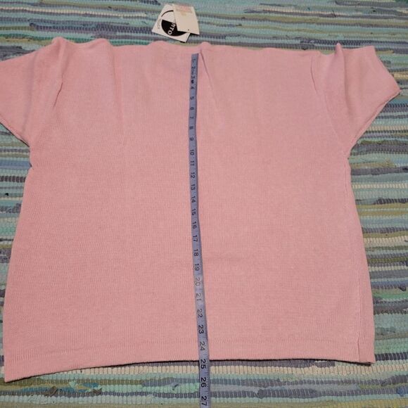 Pronto Moda Ladies Vintage Pink Short Sleeve Embellished Pullover Knit Sweater X - Picture 12 of 16
